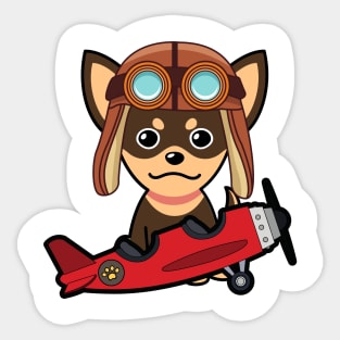 Cute Small dog is in a vintage airplane Sticker